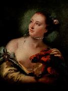 Giovanni Battista Tiepolo Junge Frau mit Papagei oil painting artist
